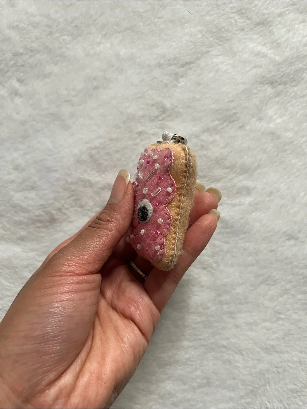 Pop tart Pink Felt Pop-Tart Keychain with Beaded Sprinkles